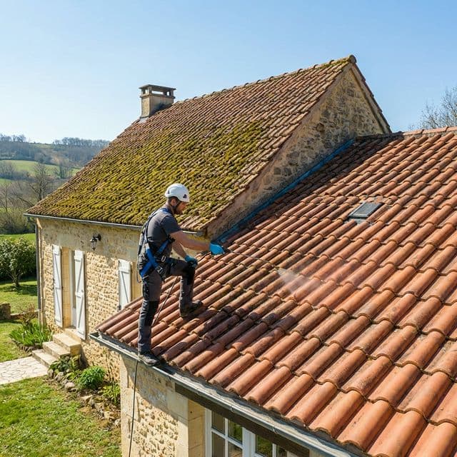 Démoussage de toiture : Prix au m² et produits à éviter (Javel interdite !)