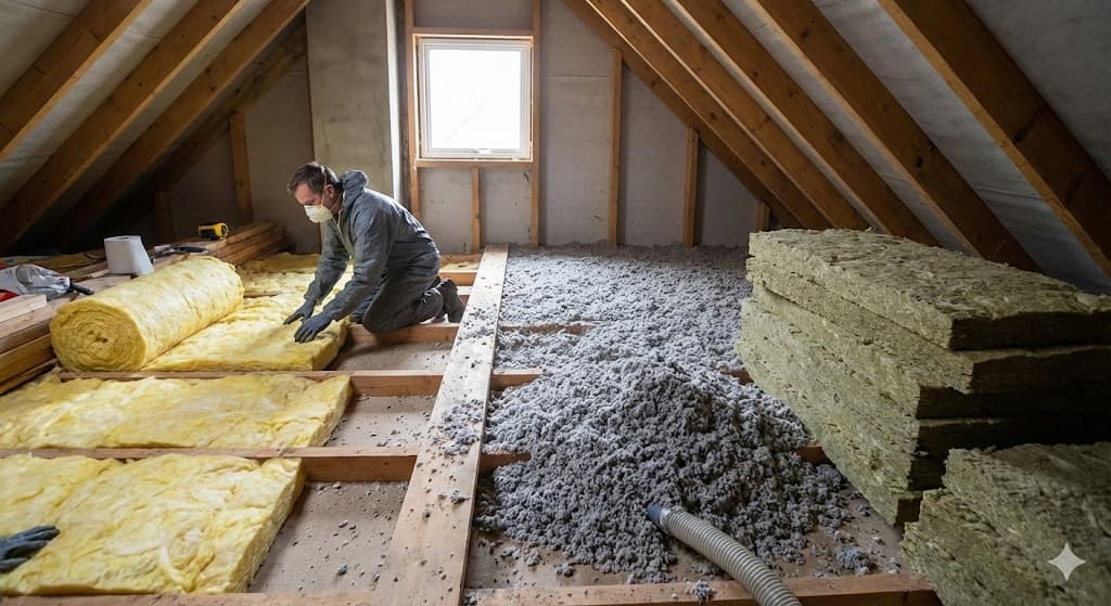 Isolation des Combles Perdus : Laine de verre, Ouate de cellulose ou Laine de roche ?