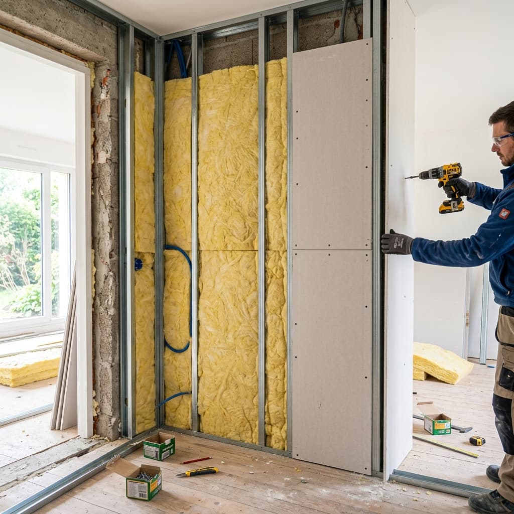 Isolation des murs par l'intérieur (ITI) : Perte de surface et coût au m²