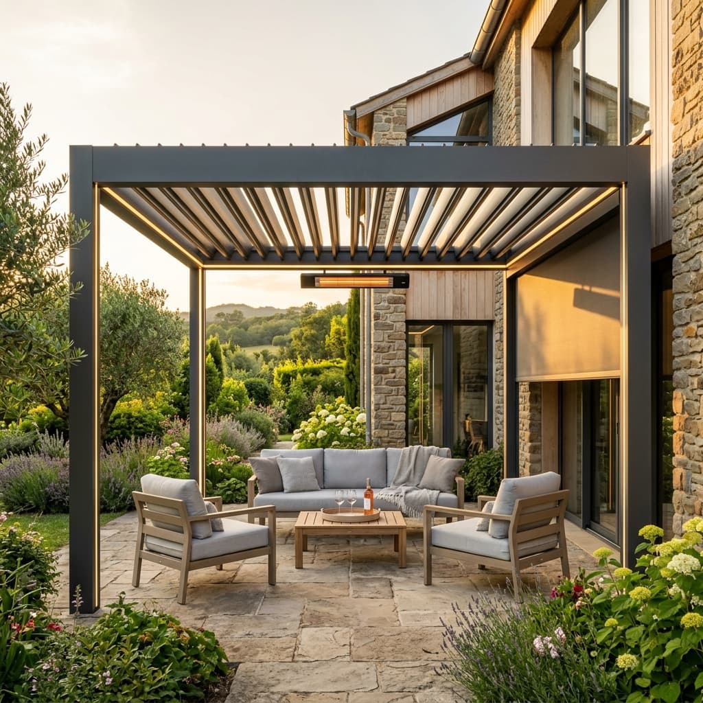 Pergola Bioclimatique : Prix moyen et options (LED, Stores, Chauffage)